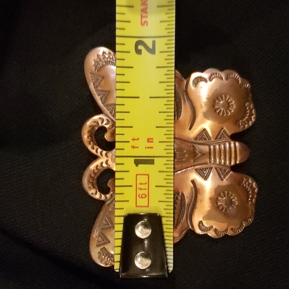 Vintage Copper 2"x1" Southwest Navajo Aztec brooch pin - Picture 5 of 6